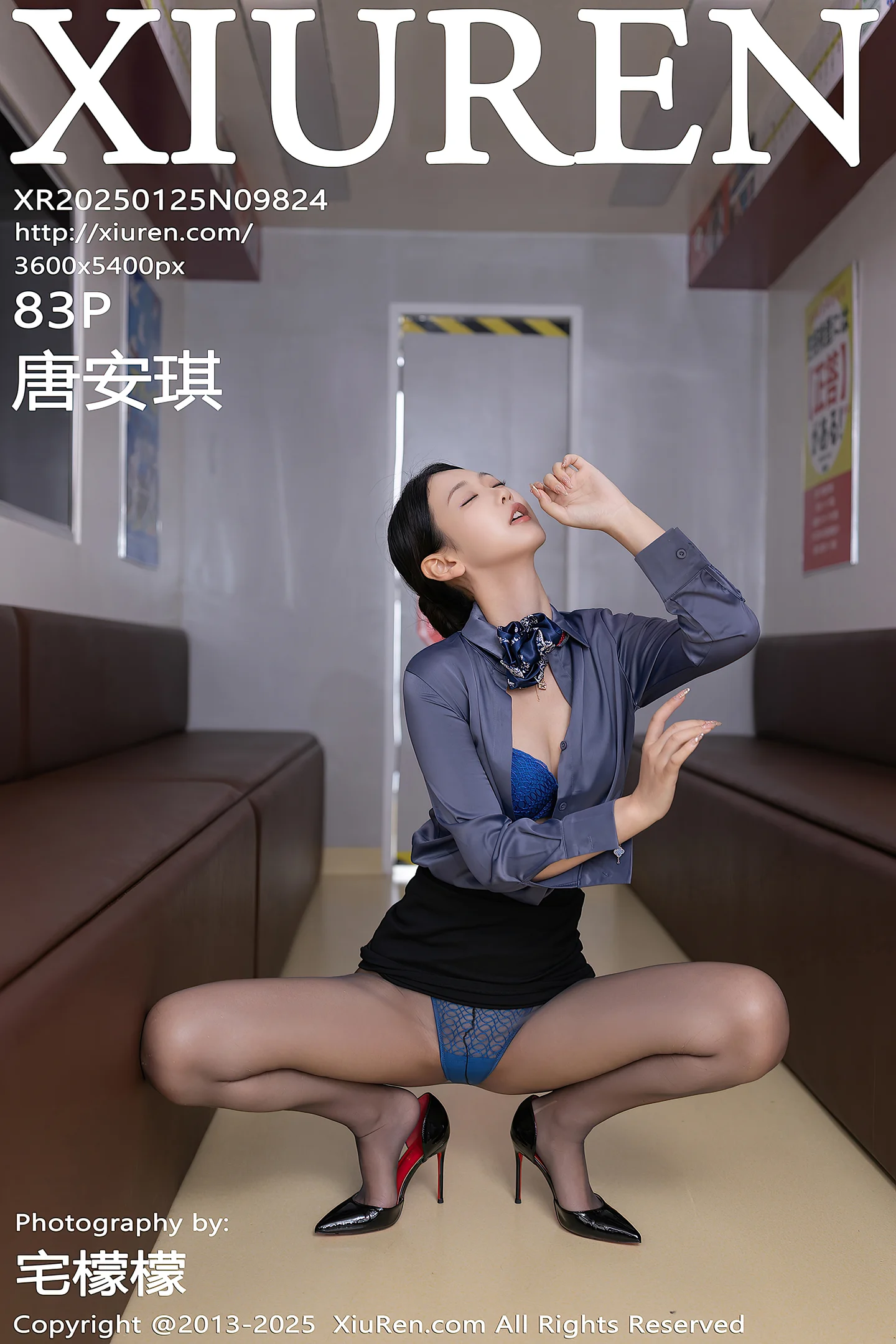 [XiuRen秀人网]No.9824_模特唐安琪性感深色空姐制服露蓝色蕾丝内衣秀曼妙身姿诱惑写真83P-秀人网 - XiuRen.Xyz